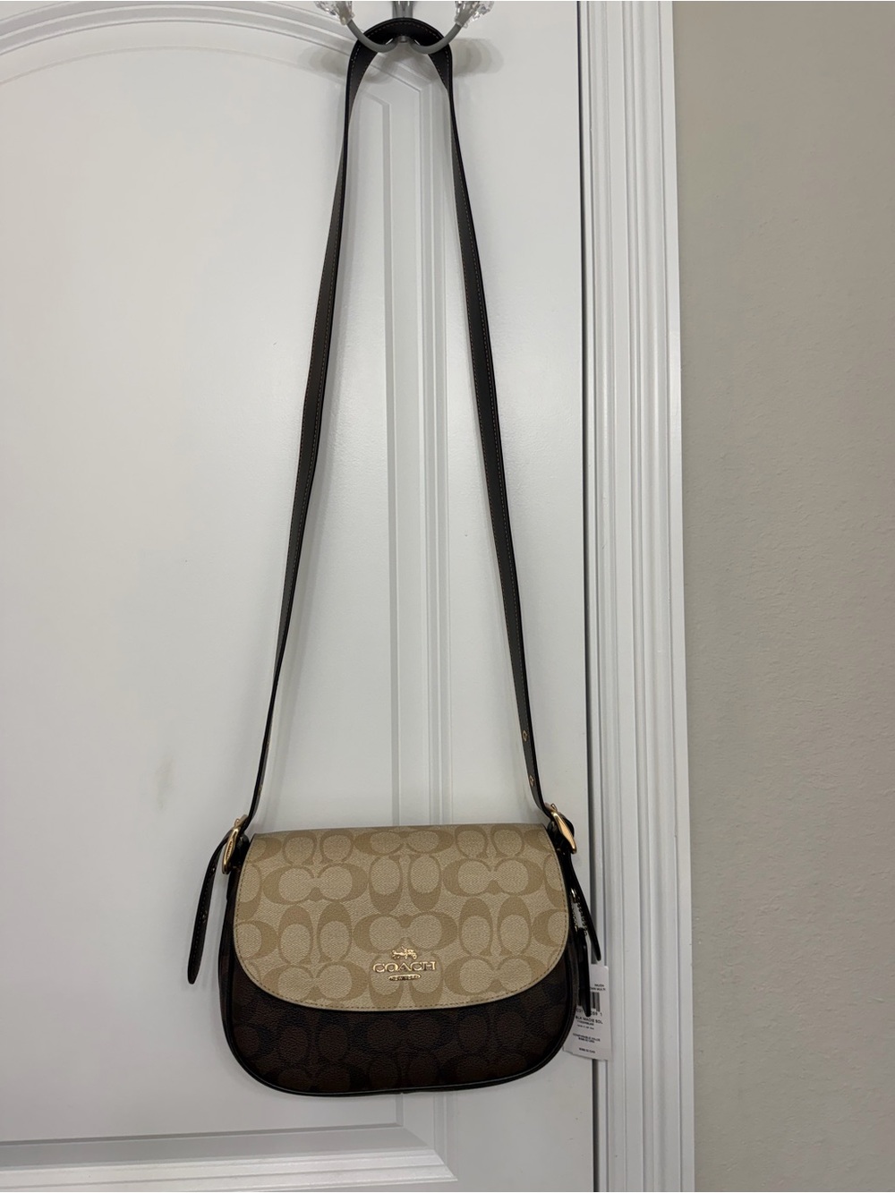Coach Two-Tone Beige and Brown Signature Crossbody - Picture 5 of 5